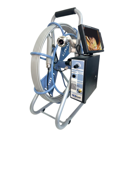 ROHRKAMERA - KANALKAMERA MINI 3000 COLOR, 5,6 " LCD-MONITOR, BIS 4 BAR WASSERDICHT, FÜR ROHRE AB NW 35 Ø, SCHIEBEAAL 4,5 MM X 30 METER. Auch mit optionalem Zubehör gegen Aufpreis erhältlich!